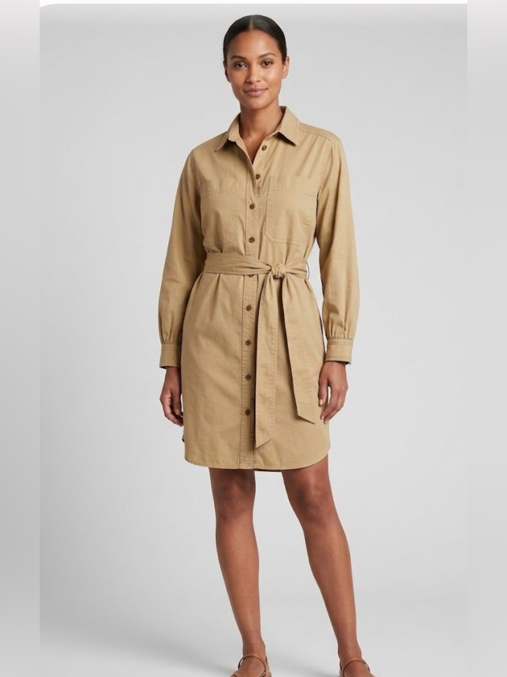 Banana Republic Khaki Safari Buttondown Shift Dress NWT Medium
